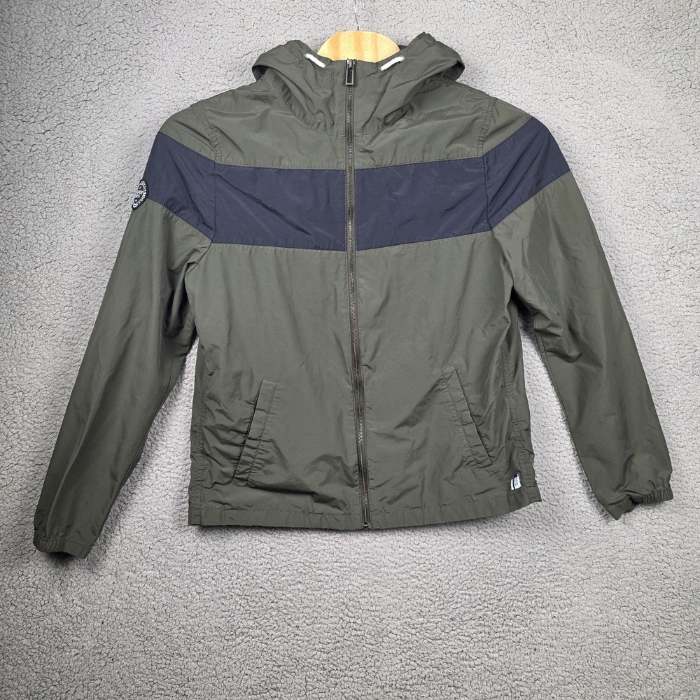Superdry Jacket Mens 2XL Green Hooded Windbreaker Full Zip Lightweight M50000VQ‎